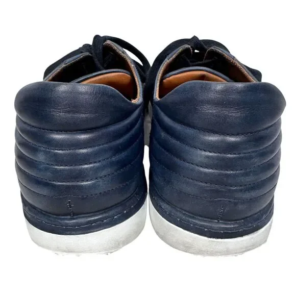 Bontoni Burnished Leather Sneakers Men’s 11.5 Dark Blue Shoes $650 Lace Up